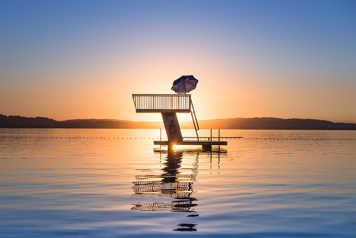 Sempachersee Sprungturm Sonnenuntergang Sempach